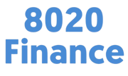8020 Finance Logo Blue Text Transparent Background